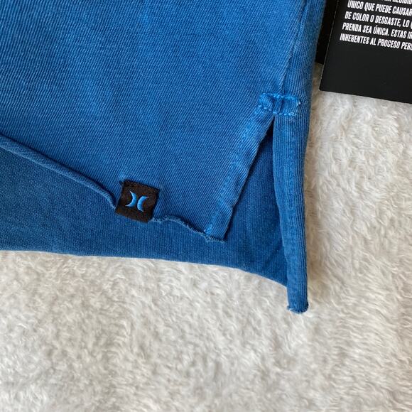 Hurley Nochella Wash Biker Tank Top Women M Teal Blue Tropical Crop Raw Hem NWT - Picture 5 of 10